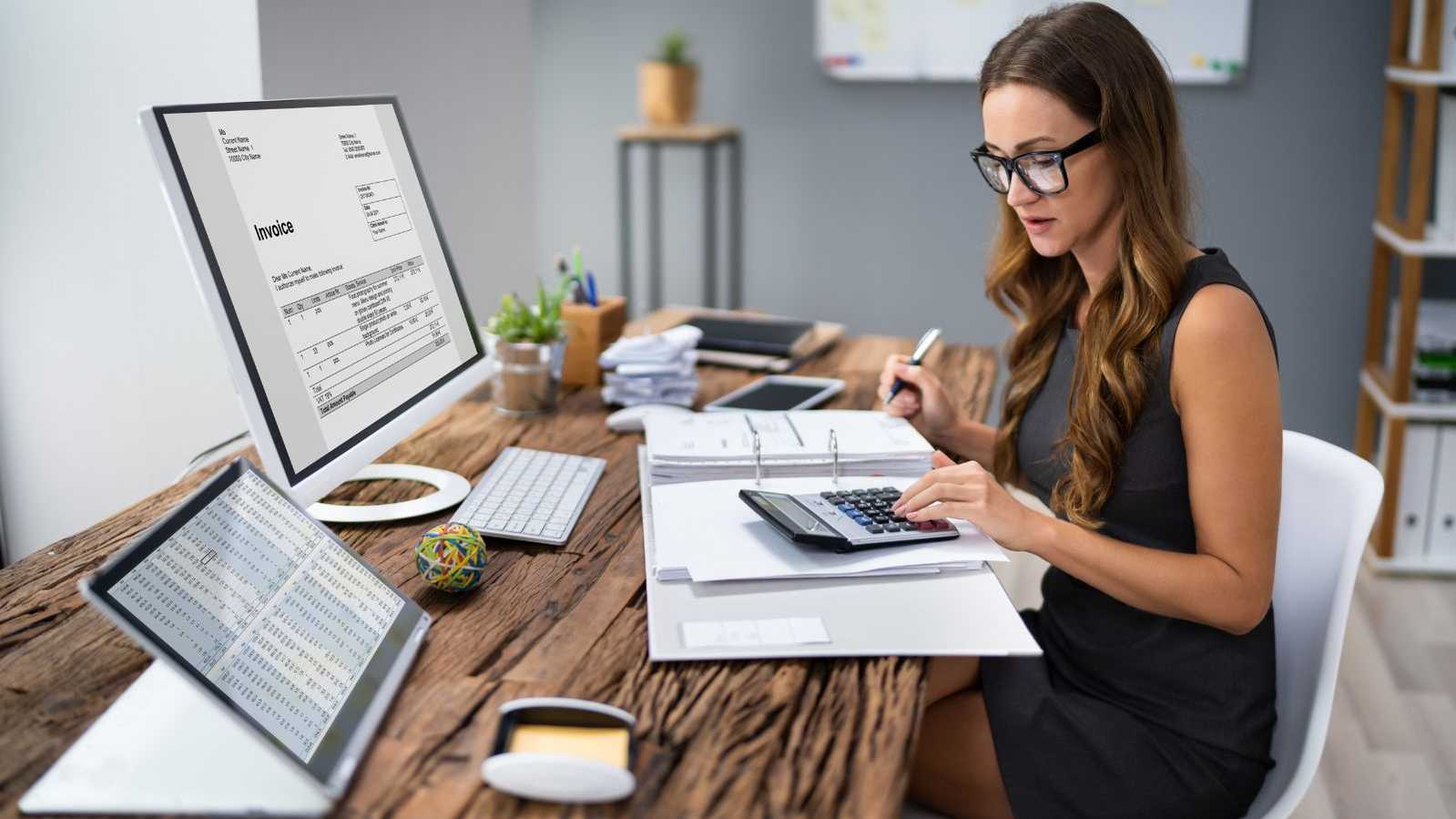 woman working on invoicing 