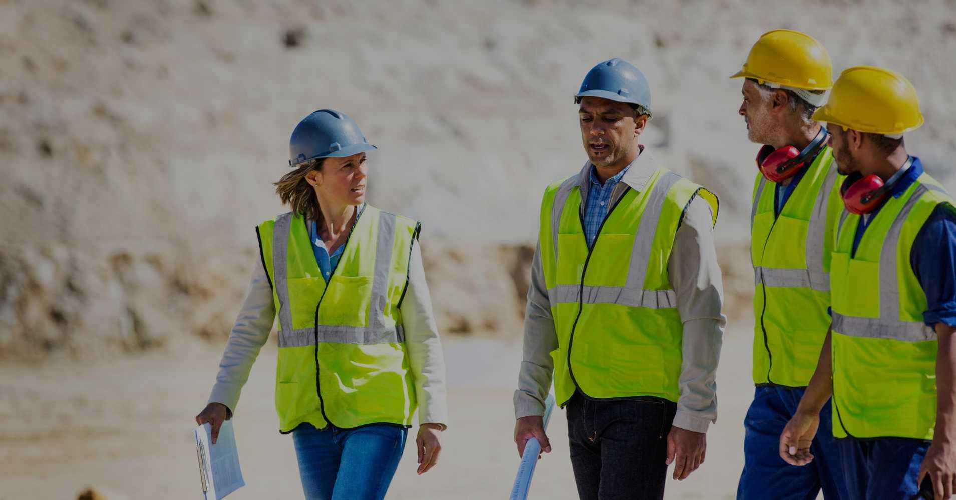 team walking through job site