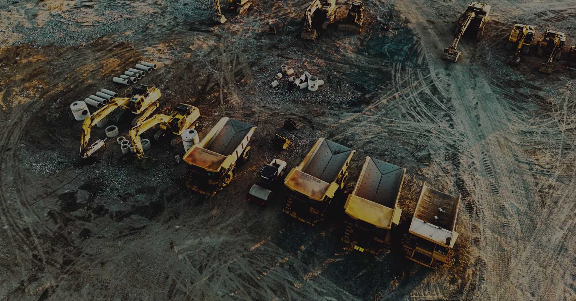 overhead view of job site equipment