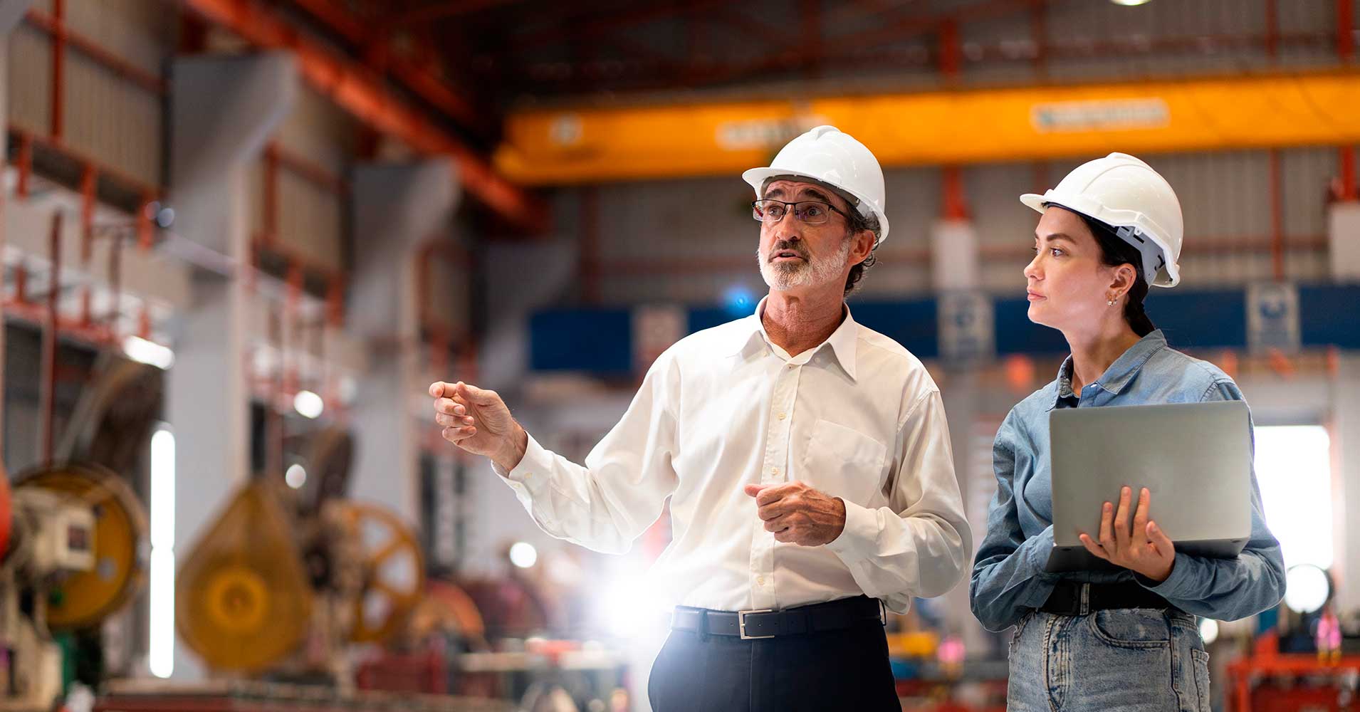 two people performing safety inspection in a warehouse